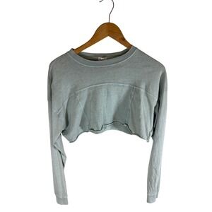 GARAGE Cropped Long Sleeve Sweatshirt Light Blue Women's P/S Casual Pullover Top